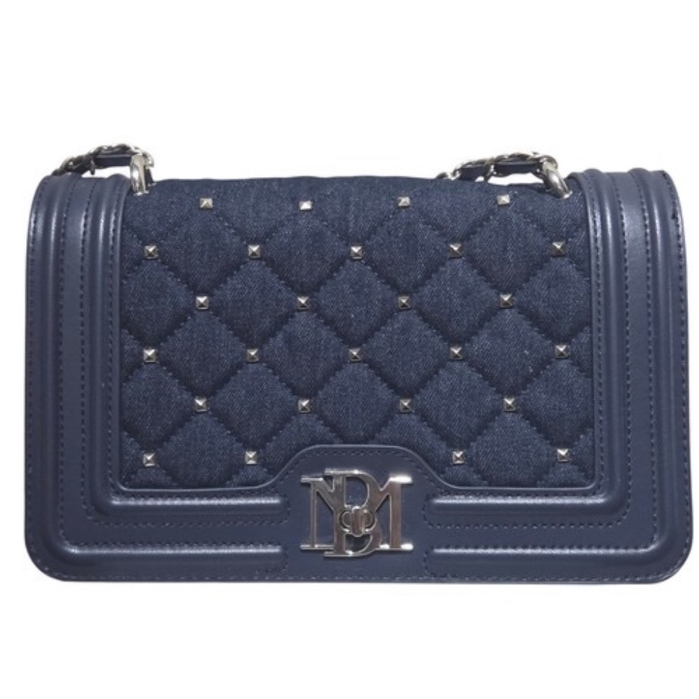 Badgley Mischka Women's Quilted & Beaded Denim Crossbody Purse With Faux Pearls - Picture 2 of 7